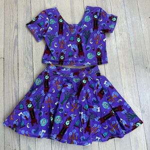 WILD RICH KIDS Girl's Disney Haunted Mansion Top & Skirt Matching Set Size 9/10